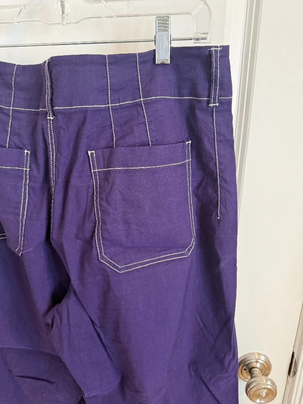 The Colette Crop Wide-Leg Pants by Maeve-Contrast-Stitch Edition, Size 31, Blue - Picture 7 of 9